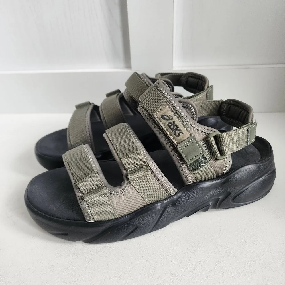 *Asics Gel Bondal Mens 9/ Womens 10.5 Mantle Green Black Strappy Utility Sandals
